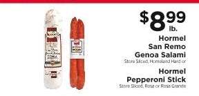 Hormel San Remo Genoa Salami or Hormel Pepperoni Stick