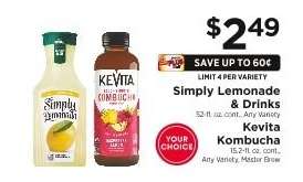 Simply Lemonade & Drinks, Kevita Kombucha