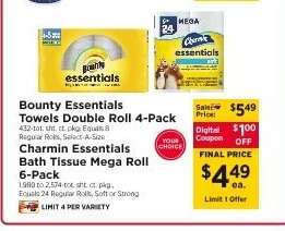 Charmin Essentials Bath Tissue Mega Roll 6-Pack