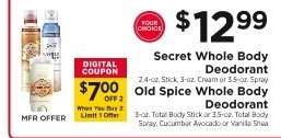 Secret Whole Body Deodorant / Old Spice Whole Body Deodorant
