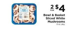 Bowl & Basket Sliced White Mushrooms