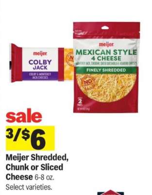Meijer Shredded, Chunk or Sliced Cheese
