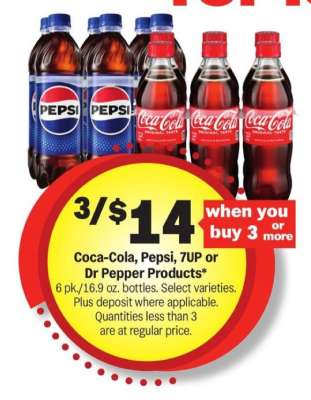 Coca-Cola, Pepsi, 7UP or Dr Pepper Products*