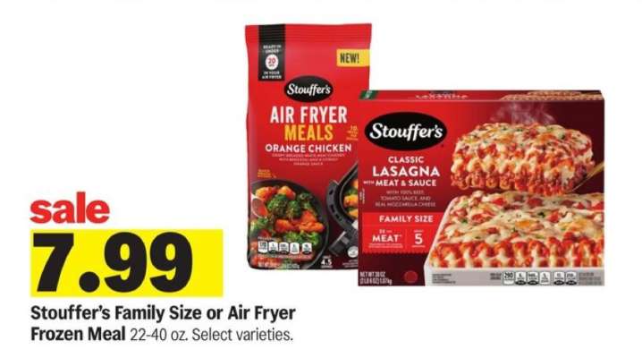 Stouffer's Family Size or Air Fryer Frozen Meal