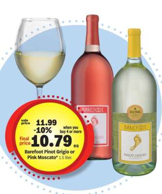 Barefoot Pinot Grigio or Pink Moscato