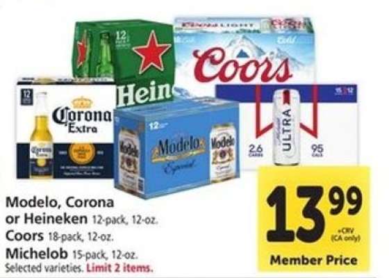 Modelo, Corona, Heineken, Coors, Michelob