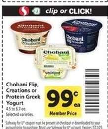 Chobani Flip, Creations or Protein Greek Yogurt*