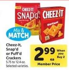 Cheez-It Snap'd or Puff'd Crackers