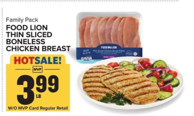 Food Lion Thin Sliced Boneless Chicken Breast