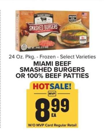 Miami Beef Smashed Burgers or 100% Beef Patties