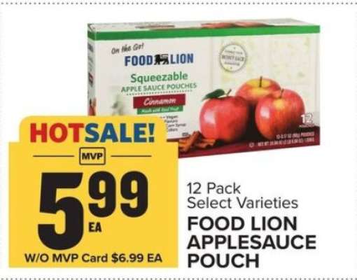 FOOD LION APPLESAUCE POUCH