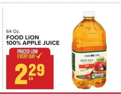 FOOD LION 100% APPLE JUICE