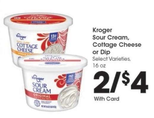 Kroger Sour Cream, Cottage Cheese or Dip