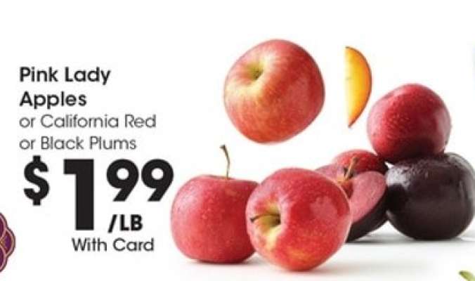 Pink Lady Apples or California Red or Black Plums