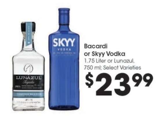 Bacardí or Skyy Vodka