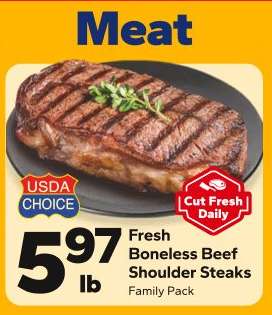 Fresh Boneless Beef Shoulder Steaks