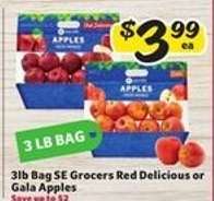 3lb Bag SE Grocers Red Delicious or Gala Apples