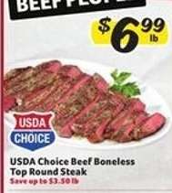 USDA Choice Beef Boneless Top Round Steak