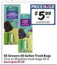 SE Grocers 30 Gallon Trash Bags