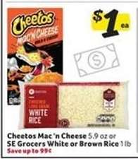 Cheetos Mac 'n Cheese or SE Grocers White or Brown Rice