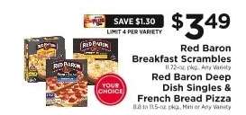 Red Baron Breakfast Scrambles & Red Baron Deep Dish Singles & French Bread Pizza