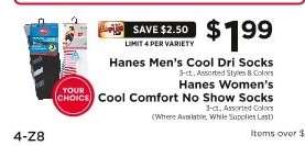 Hanes Men's Cool Dri Socks / Hanes Women's Cool Comfort No Show Socks