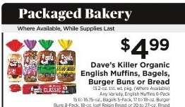 Dave's Killer Organic English Muffins, Bagels, Burger Buns or Bread