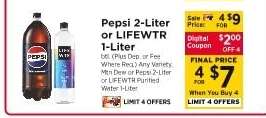 Pepsi 2-Liter or Lifewtr 1-Liter