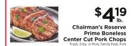 Chairman's Reserve Prime Boneless Center Cut Pork Chops