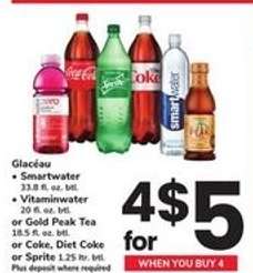 Glacéau Smartwater, Vitaminwater, Gold Peak Tea, Coke, Diet Coke, Sprite