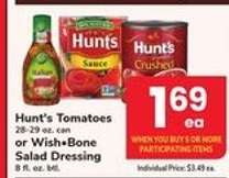 Hunt's Tomatoes or Wish-Bone Salad Dressing
