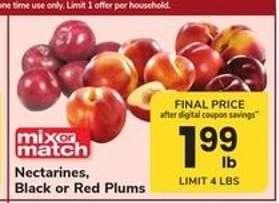 Nectarines, Black or Red Plums