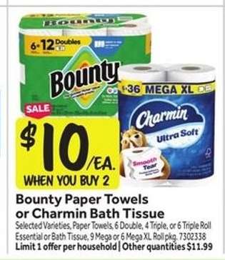 Bounty Paper Towels or Charmin Bath Tissue