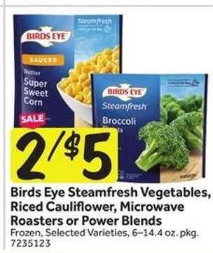 Birds Eye Steamfresh Vegetables, Riced Cauliflower, Microwave Roasters or Power Blends