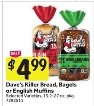 Dave's Killer Bread, Bagels, or English Muffins