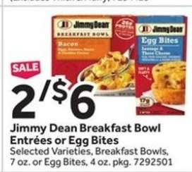 Jimmy Dean Breakfast Bowl Entrées or Egg Bites