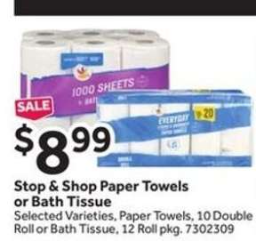 Stop & Shop Paper Towels or Bath Tissue