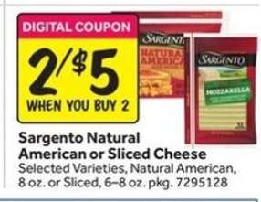 Sargento Natural American or Sliced Cheese