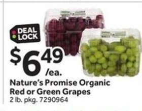 Nature's Promise Organic Red or Green Grapes