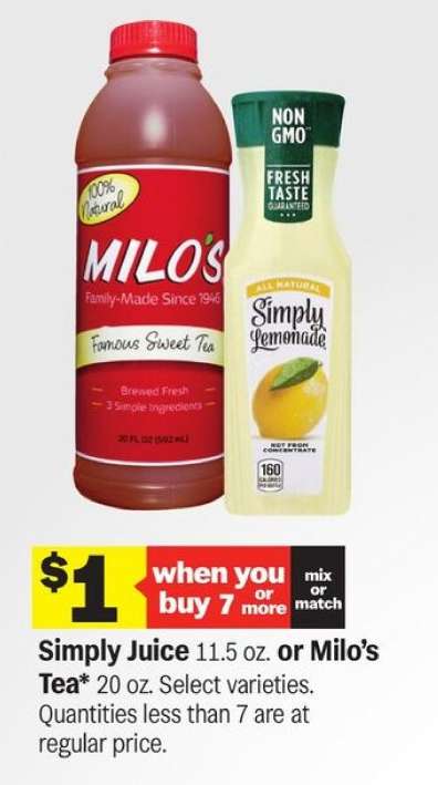 Simply Juice or Milo's Tea