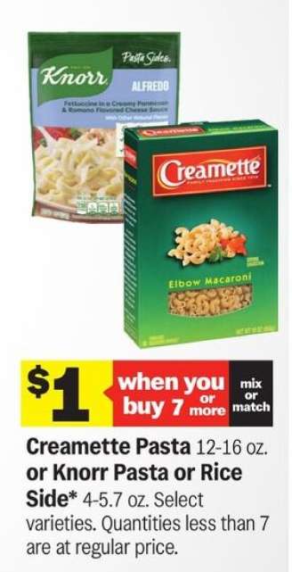 Creamette Pasta or Knorr Pasta or Rice Side