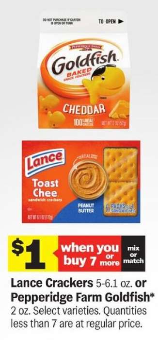 Lance Crackers or Pepperidge Farm Goldfish