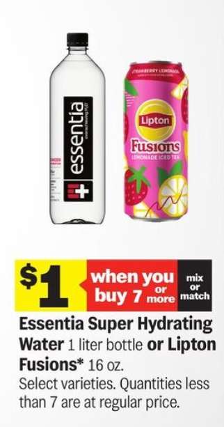 Essentia Super Hydrating Water or Lipton Fusions