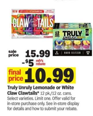 Truly Unruly Lemonade or White Claw Clawtails