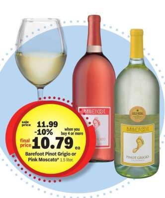 Barefoot Pinot Grigio or Pink Moscato