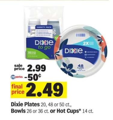 Dixie Plates, Bowls or Hot Cups