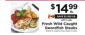 FRESH WILD CAUGHT SWORDFISH STEAKS