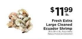 Fresh Extra Large Cleaned Ecuador Shrimp