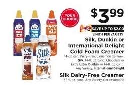 Silk, Dunkin or International Delight Cold Foam Creamer