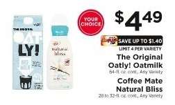The Original Oatly! Oatmilk / Coffee Mate Natural Bliss
